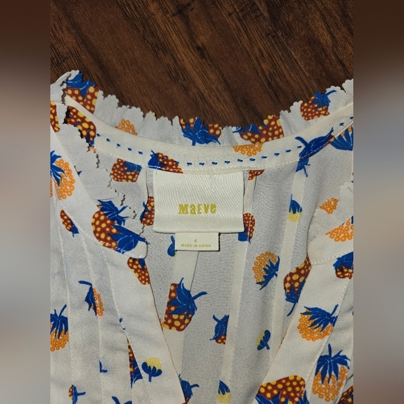 Maeve By Anthropologie Fragola Strawberry Ruffle Tank Blouse Size 4 - Picture 6 of 9